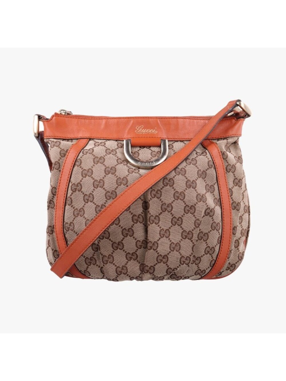 Gucci Abbey Line Orange Brown Canvas Leather Shoulder Bag